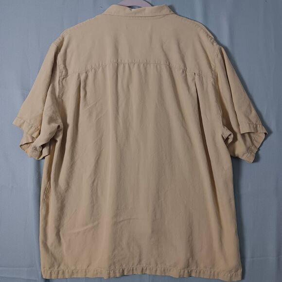 Tommy Bahama Mens XL 100% Silk Shirt  Island Button Up Classic Beige Throwback - Picture 8 of 14